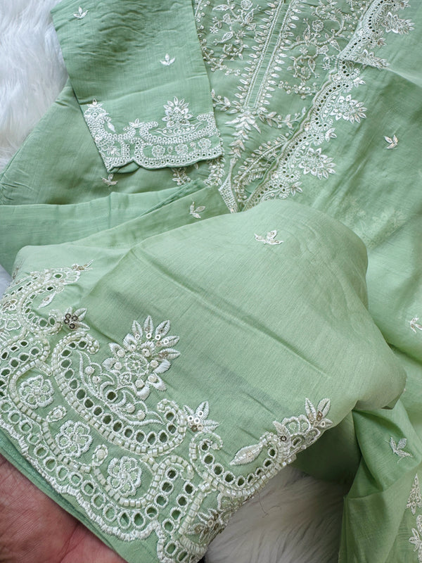 ✨ Premium Mul Chanderi Handwork Kurti Set ✨