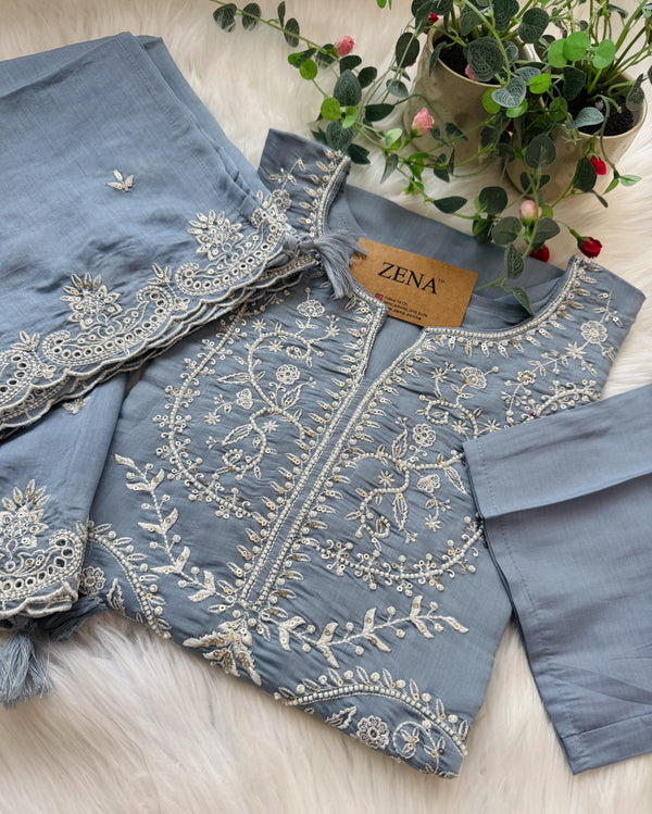 ✨ Premium Mul Chanderi Handwork Kurti Set ✨