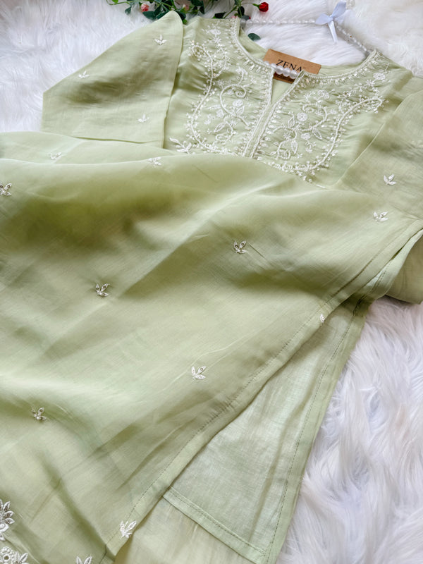 ✨ Premium Mul Chanderi Handwork Kurti Set ✨