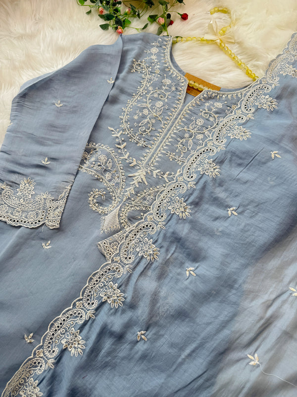 ✨ Premium Mul Chanderi Handwork Kurti Set ✨