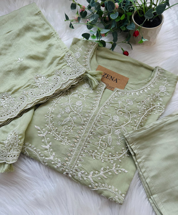 ✨ Premium Mul Chanderi Handwork Kurti Set ✨