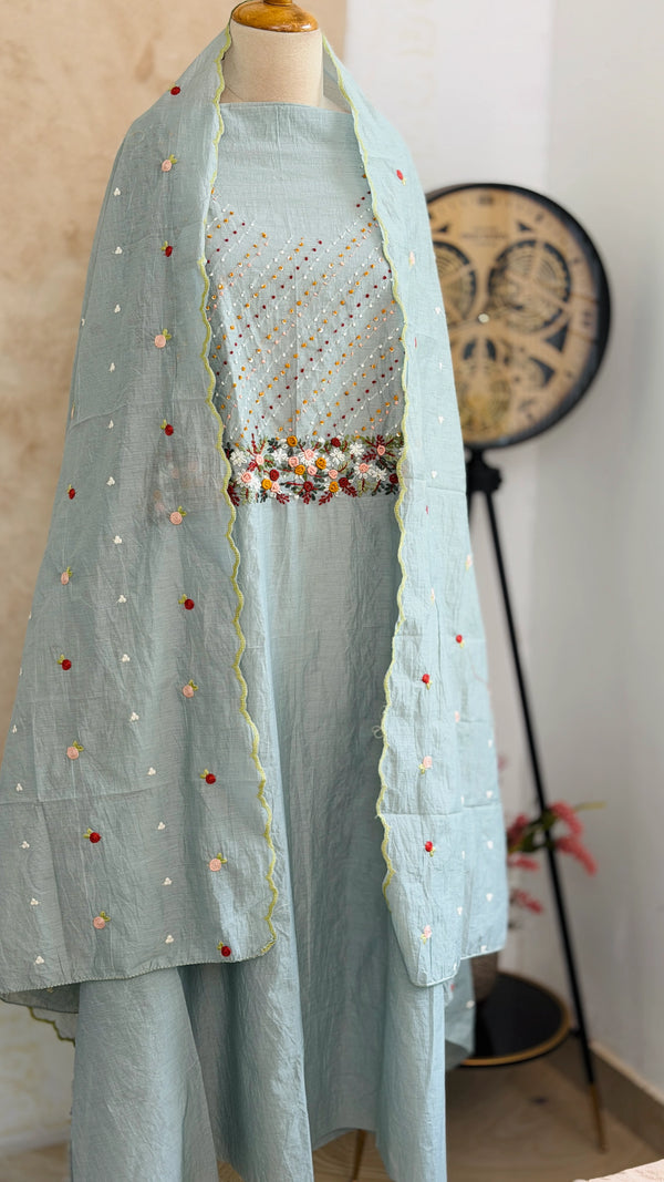 ✨ Mul Chanderi Hand Detailed Unstitched Suit ✨