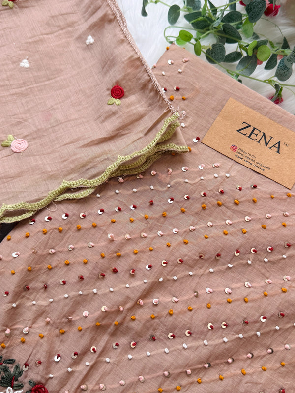 ✨ Mul Chanderi Hand Detailed Unstitched Suit ✨