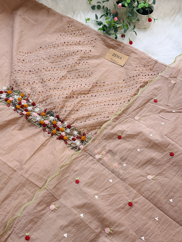 ✨ Mul Chanderi Hand Detailed Unstitched Suit ✨