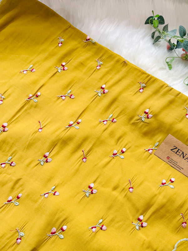 ✨ Malai Chanderi Embroidered Unstitched Suit ✨