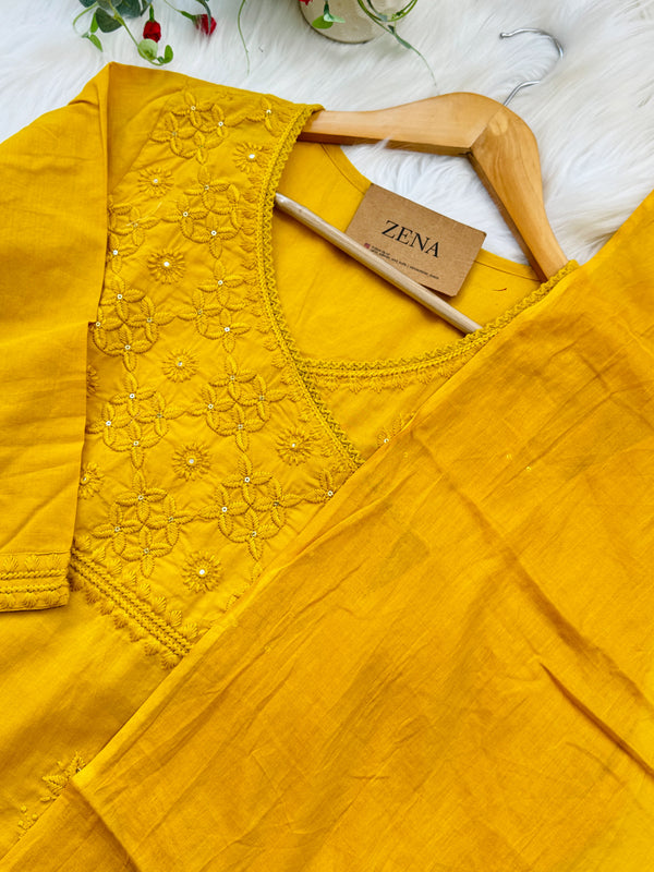 ✨ Pure Cotton Embroidered Kurti Set ✨