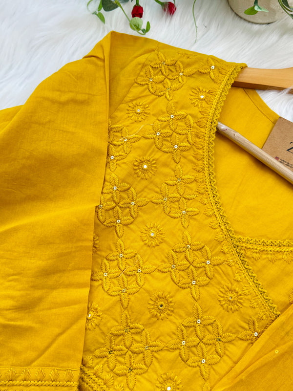 ✨ Pure Cotton Embroidered Kurti Set ✨