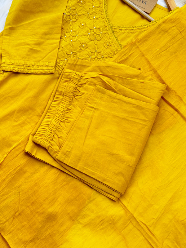 ✨ Pure Cotton Embroidered Kurti Set ✨