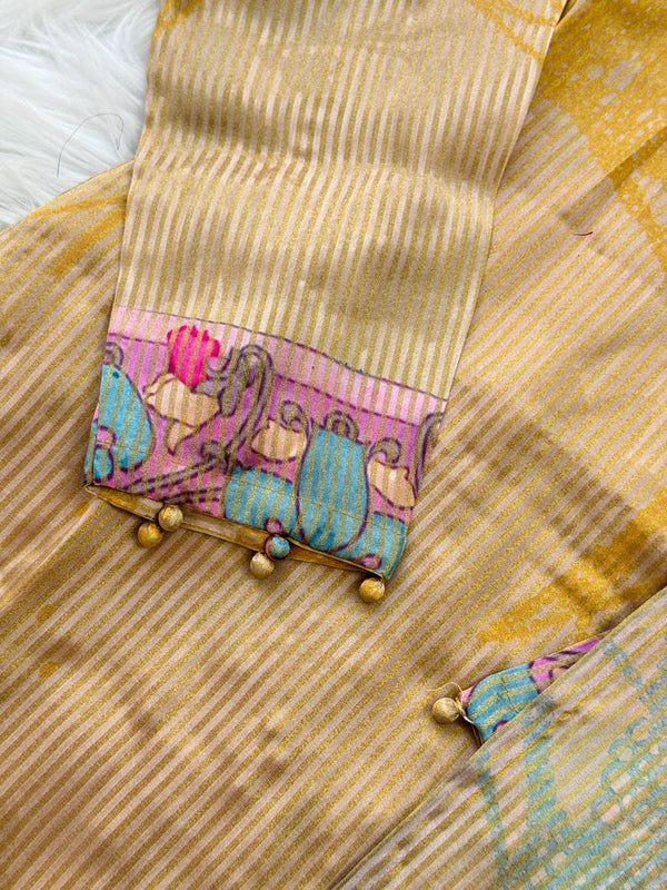 ✨ Tissue Silk Hand Detailed Kurti Set ✨