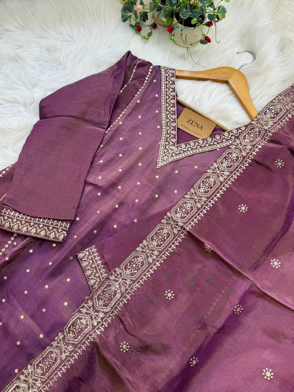 ✨ Tissue Silk Embroidered Kurti Set ✨