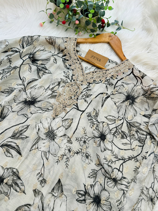 ✨ Semi-Stitched Organza Kurti Set ✨