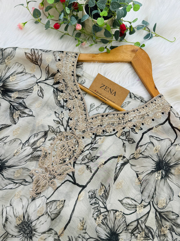 ✨ Semi-Stitched Organza Kurti Set ✨