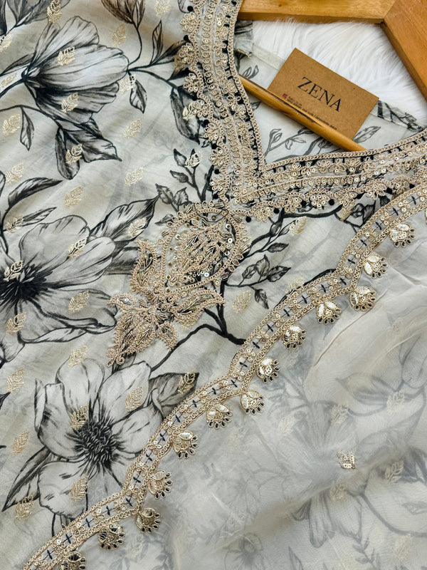 ✨ Semi-Stitched Organza Kurti Set ✨