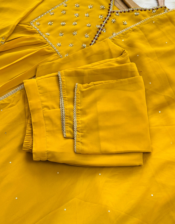 ✨ Organza Hand-Detailed Kurti Set ✨