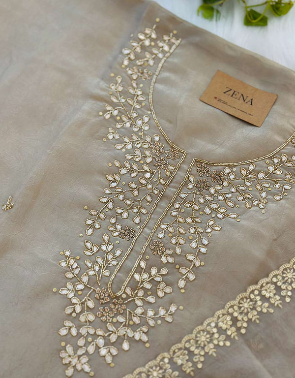 Unstitched Organza Hand Work Kurti Set – A Touch of Sheer Elegance ✨