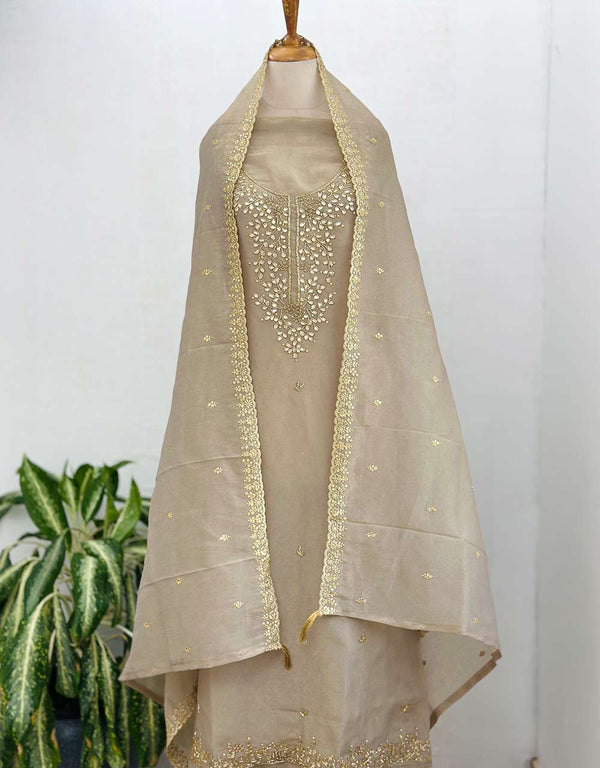 Unstitched Organza Hand Work Kurti Set – A Touch of Sheer Elegance ✨