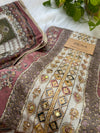 Unstitched Muslin Hand Detailed Pakistani Suit with Real Mirror Work – Elegant Festive Fabric Set