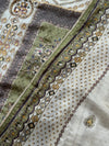 Unstitched Muslin Hand Detailed Pakistani Suit with Real Mirror Work – Elegant Festive Fabric Set