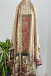Unstitched Muslin Hand Detailed Pakistani Suit with Real Mirror Work – Elegant Festive Fabric Set