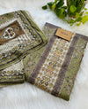 Unstitched Muslin Hand Detailed Pakistani Suit with Real Mirror Work – Elegant Festive Fabric Set