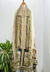 Unstitched Muslin Hand Detailed Pakistani Suit with Real Mirror Work – Elegant Festive Fabric Set