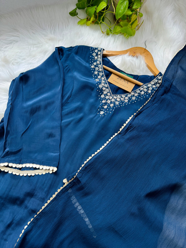 Ready-to-Wear Hand-Embroidered A-Line Kurti Set
