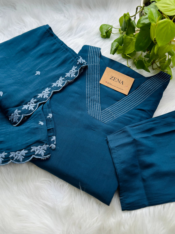 Mul Cotton Embroidered Kurti Set