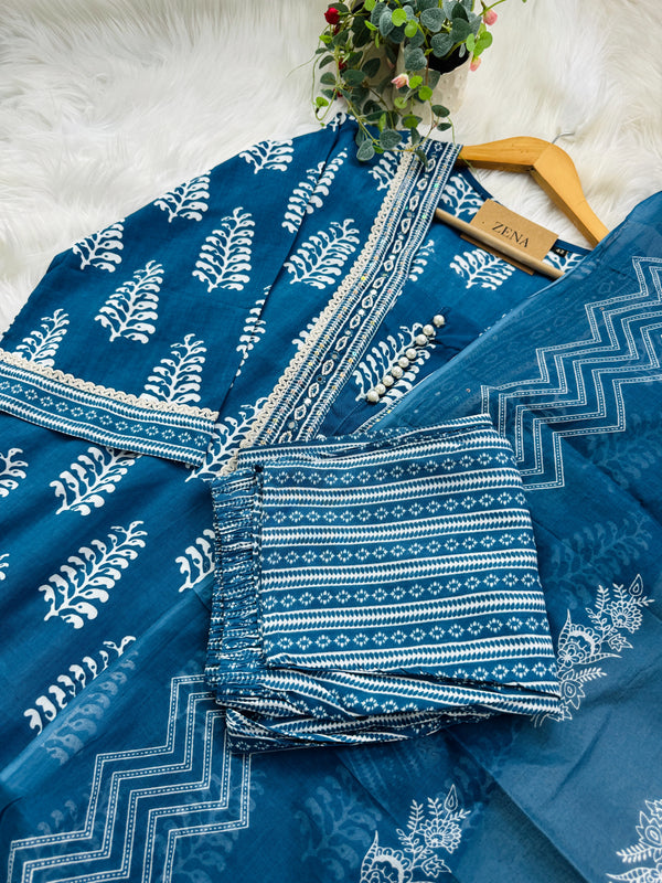 Pure Cotton Hand Detailed Slitted Kurti Set – Comfortable & Stylish 🌿