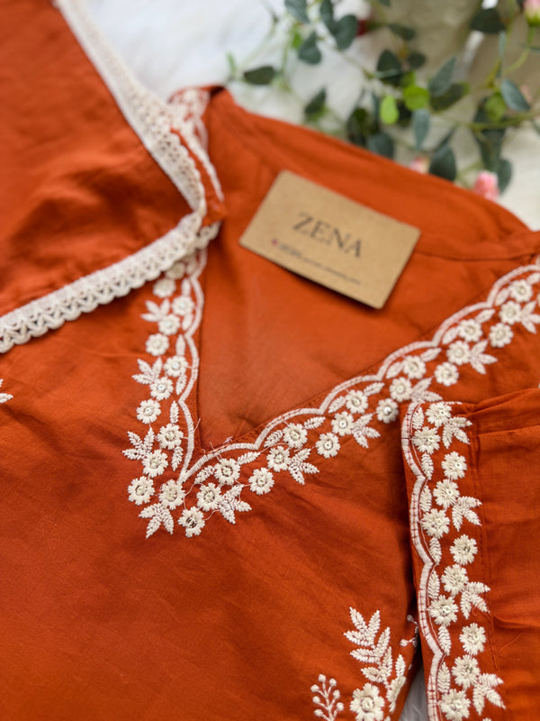 Pure Cotton Embroidered Kurti Set 🌿