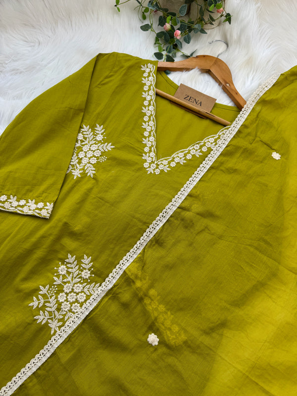 Pure Cotton Embroidered Kurti Set 🌿