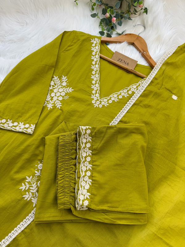 Pure Cotton Embroidered Kurti Set 🌿
