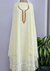 Unstitched Georgette Khatli Work Hand Detailed Kurti Set with Georgette Dupatta