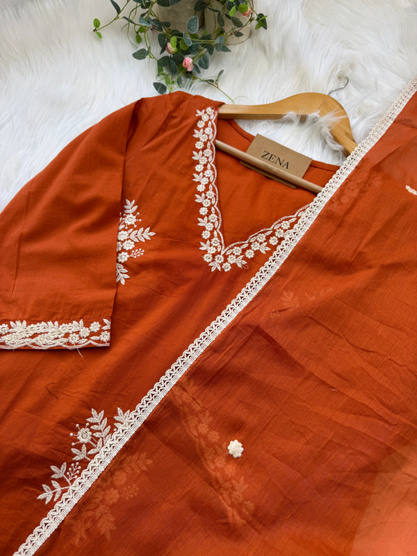 Pure Cotton Embroidered Kurti Set 🌿