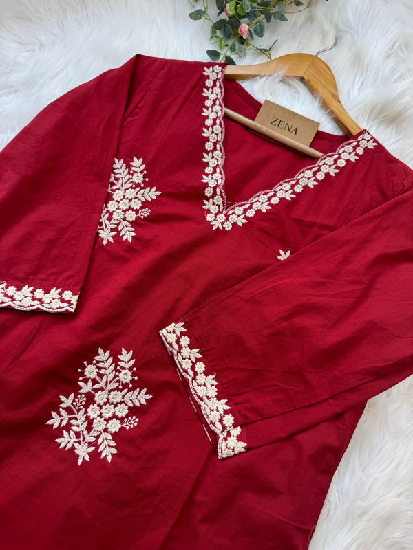 Pure Cotton Embroidered Kurti Set 🌿