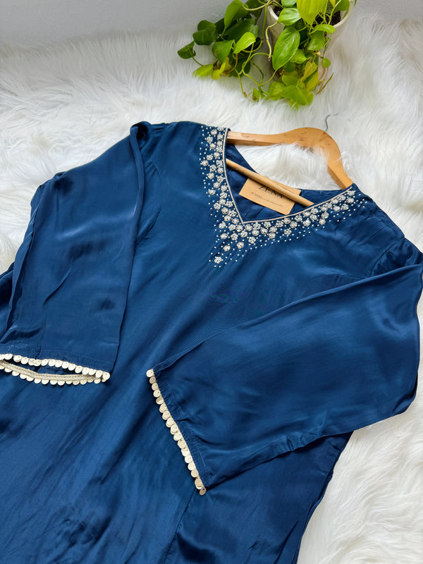 Ready-to-Wear Hand-Embroidered A-Line Kurti Set