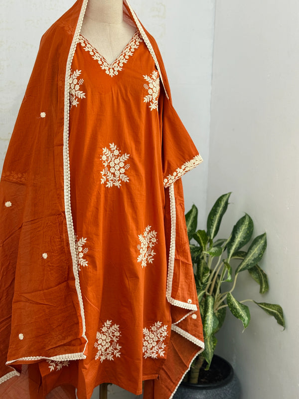 Pure Cotton Embroidered Kurti Set 🌿