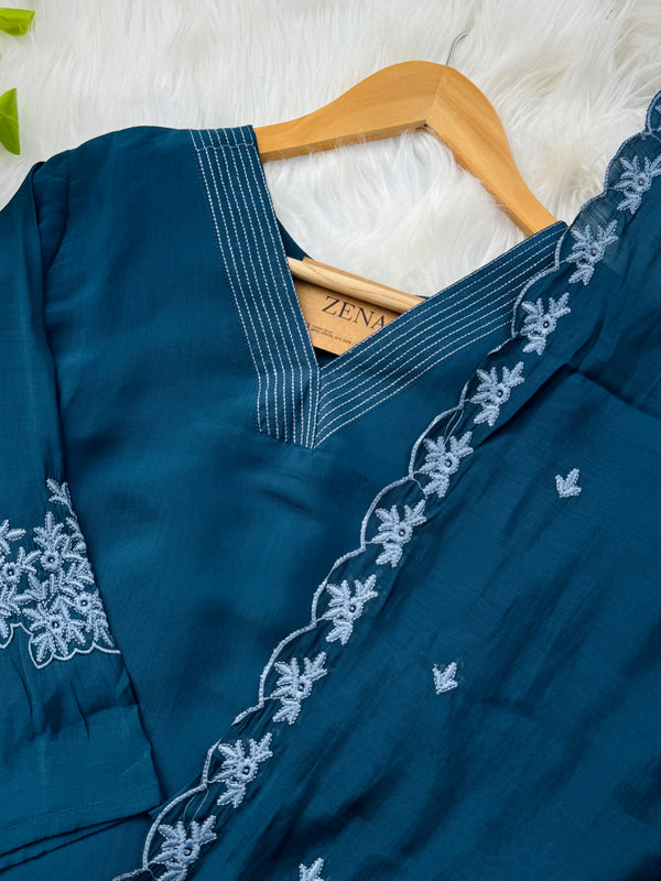 Mul Cotton Embroidered Kurti Set