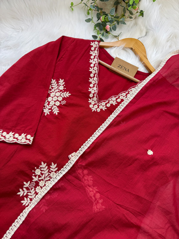 Pure Cotton Embroidered Kurti Set 🌿