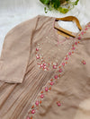 Premium Mul Chanderi Hand Detailed A-Line Kurti Set – Graceful & Effortless