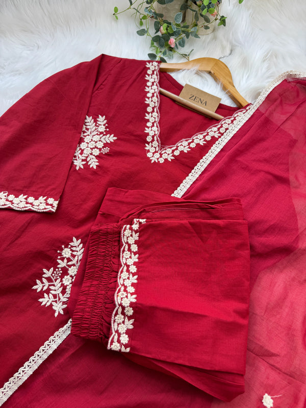 Pure Cotton Embroidered Kurti Set 🌿
