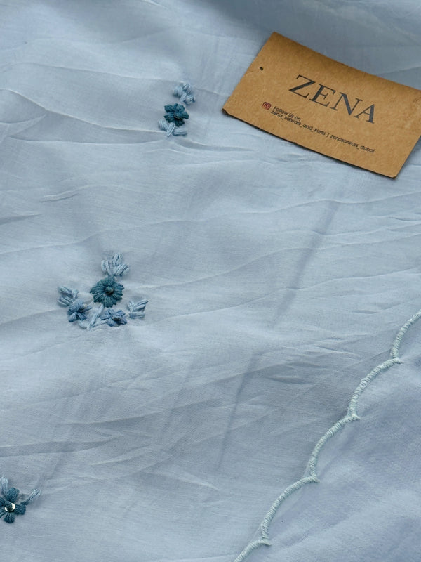 Mul Chanderi Unstitched Suit with Embroidery Details