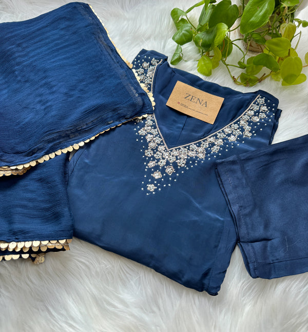 Ready-to-Wear Hand-Embroidered A-Line Kurti Set