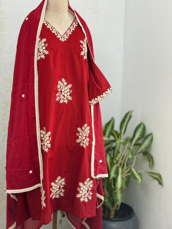 Pure Cotton Embroidered Kurti Set 🌿