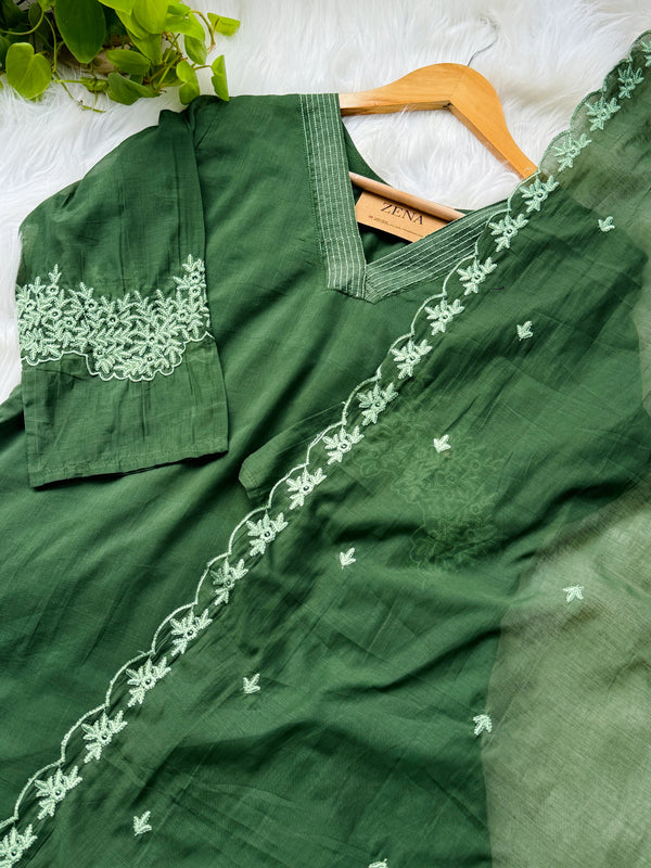 Mul Cotton Embroidered Kurti Set