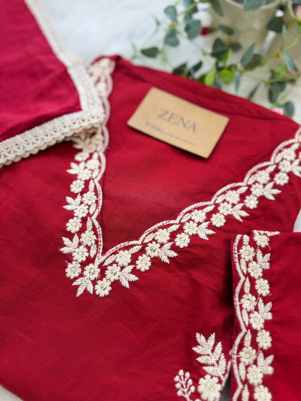 Pure Cotton Embroidered Kurti Set 🌿