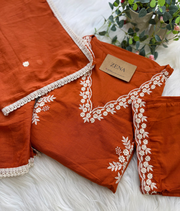 Pure Cotton Embroidered Kurti Set 🌿