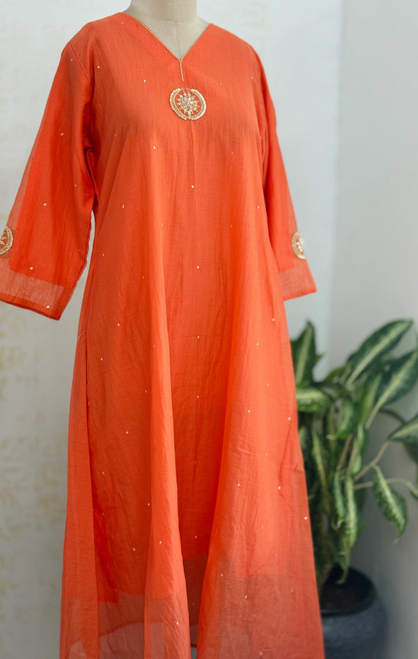 Premium Mul Chanderi Handwork Kurti Set ✨