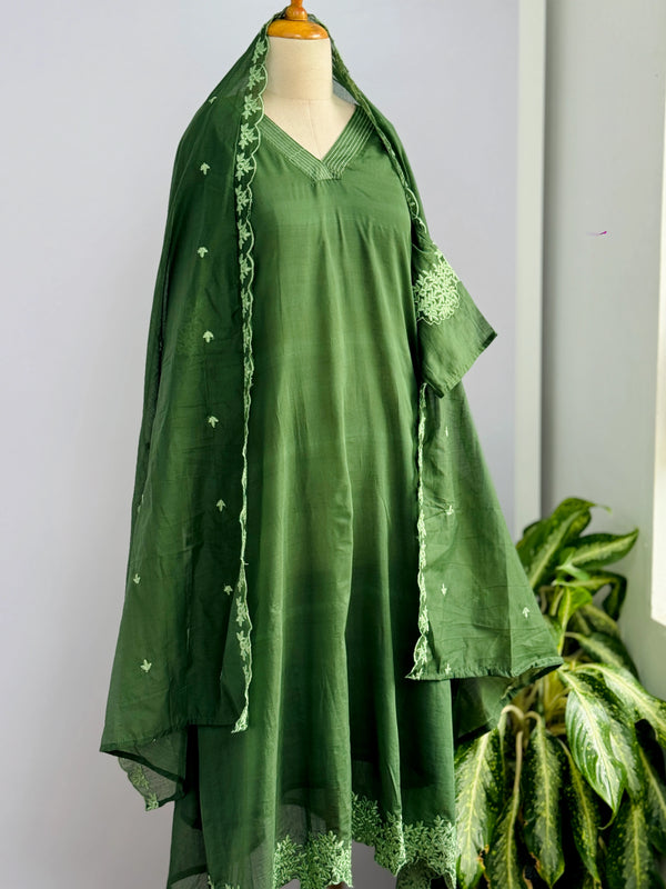 Mul Cotton Embroidered Kurti Set
