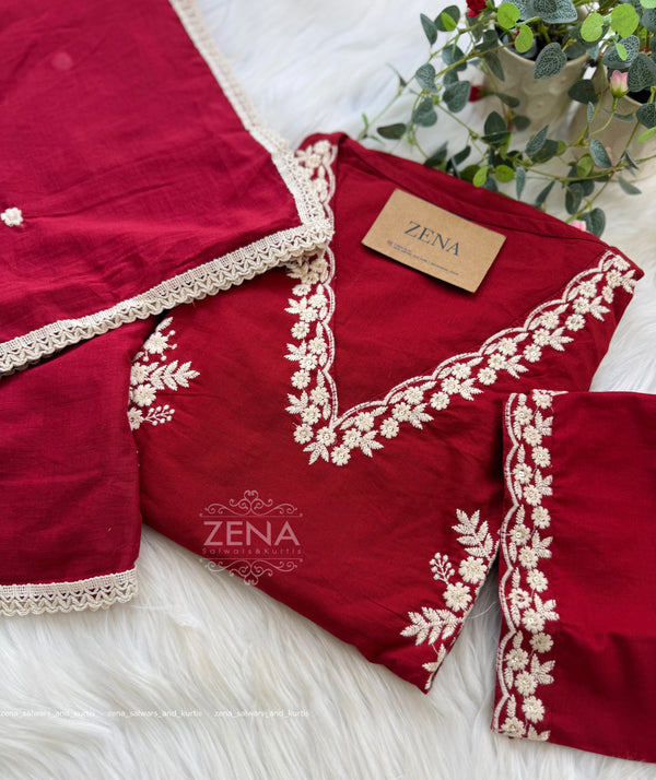 Pure Cotton Embroidered Kurti Set 🌿