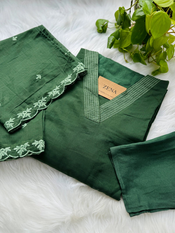Mul Cotton Embroidered Kurti Set